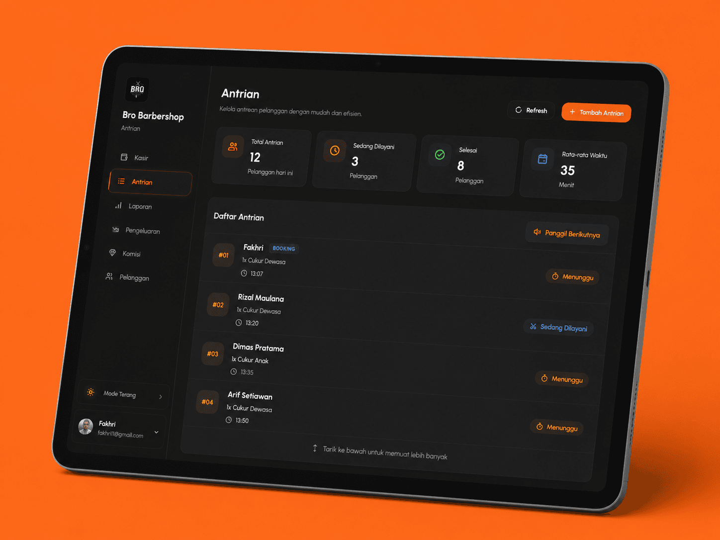 Pilihan jam dan barberman sistem booking